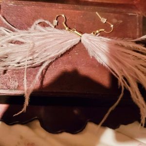 Handmade feathers erring and gem chain bracelet